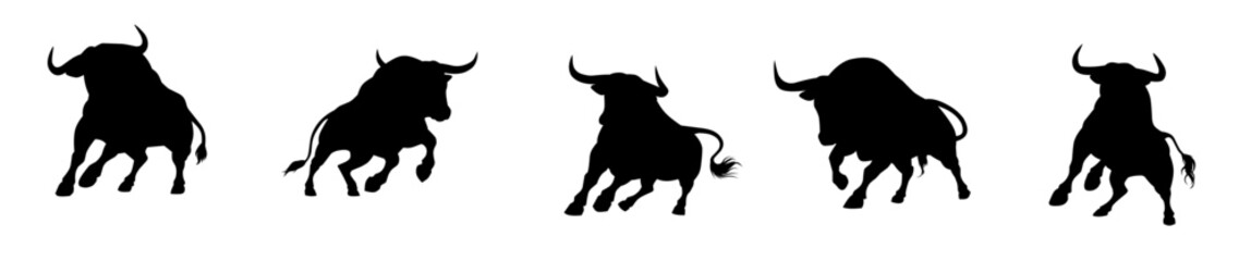 Silhouette bull matador illustration collection. vector. editable