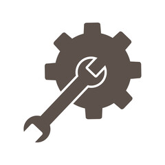 Wrench inside gear vector icon. Eps 10.