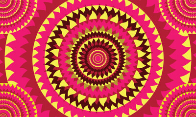 Vector hand drawn Ethnic mandala with colorful tribal ornament isolated on white background..beautiful color of abstract background.Mandala hot Pink.
