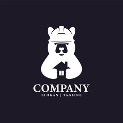Bear and house for real estate logo design