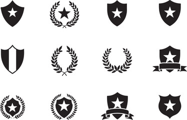 Fototapeta premium Heraldic Crest & Laurel Wreath SVG Bundle | Vintage Shield Emblems & Ribbon Banner Clipart | Vector Design for Logos, Certificates & Crafts 