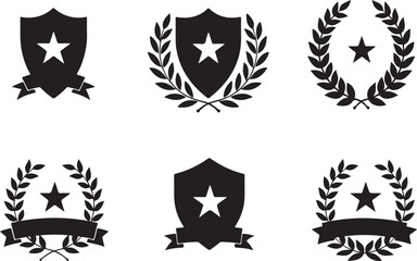 Fototapeta premium Heraldic Crest & Laurel Wreath SVG Bundle | Vintage Shield Emblems & Ribbon Banner Clipart | Vector Design for Logos, Certificates & Crafts 