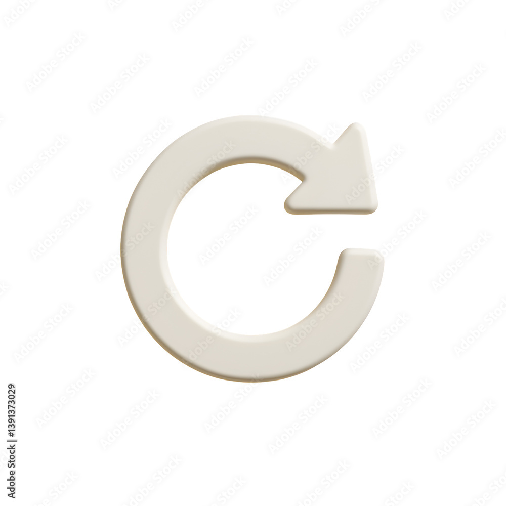 Poster 3d refresh icon symbolizing reload or update action with png transparent background ideal for ui, bu