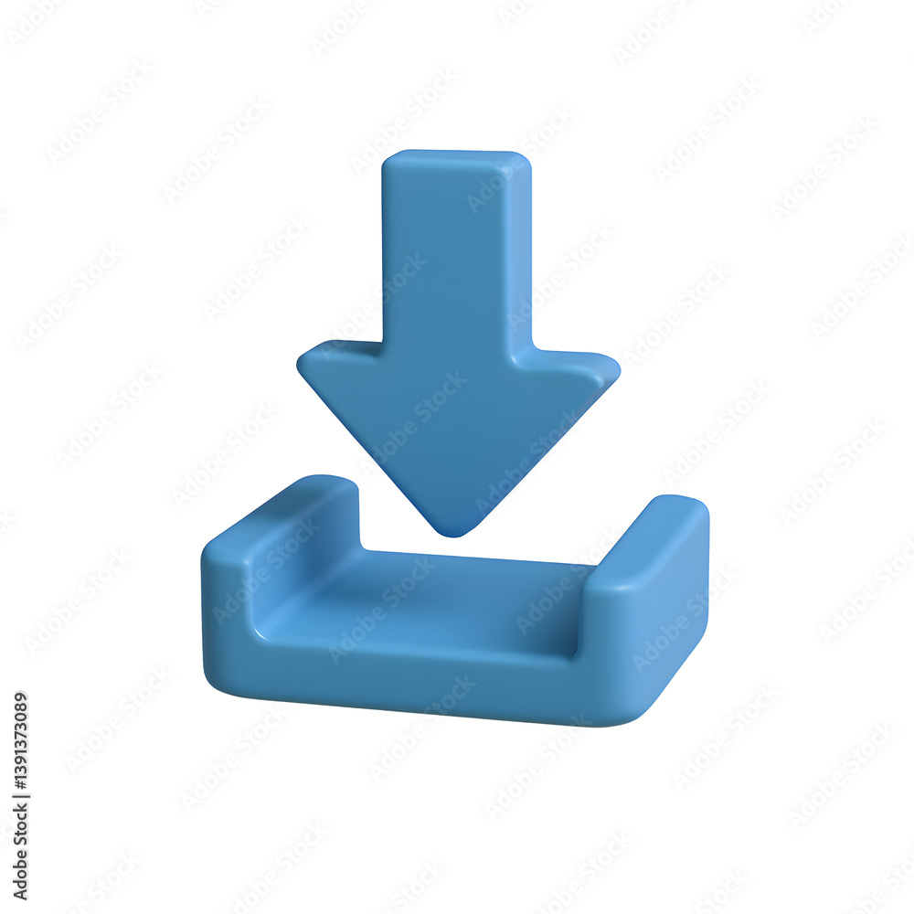 Aufkleber 3d download arrow icon for saving files or data on png transparent background for web apps, business
