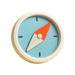 3D compass icon representing navigation, direction, or travel on PNG transparent background for maps, apps, or business use.

