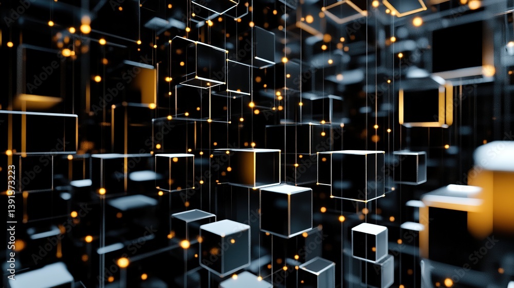 Leinwandbilder a 3d rendering pattern of floating geometric elements.