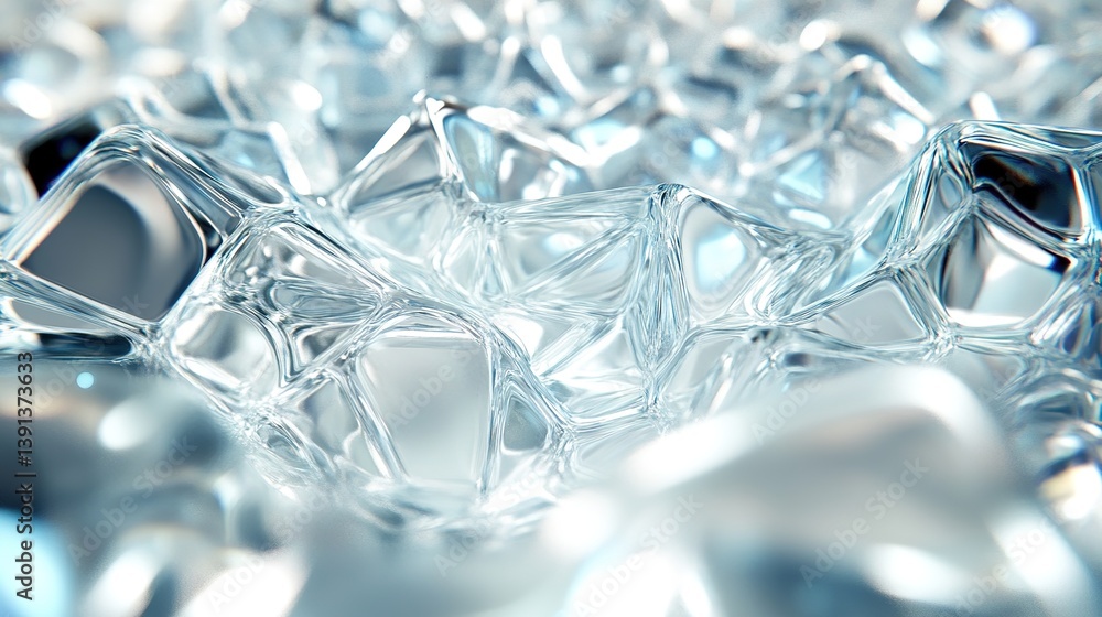 Poster a 3d rendering pattern using transparent glass textures.