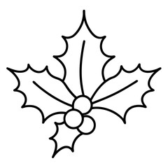 Christmas Holly Line Art