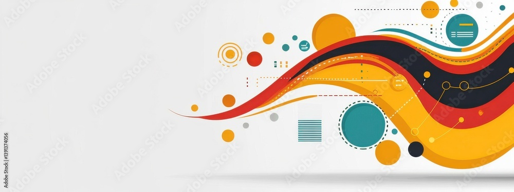 Poster abstract colorful wave design with geometric shapes and lines