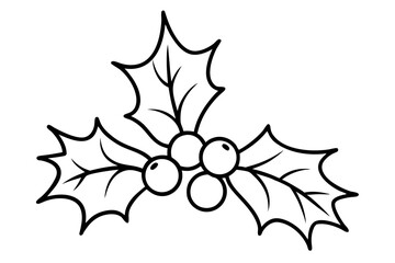 Christmas Holly Line Art