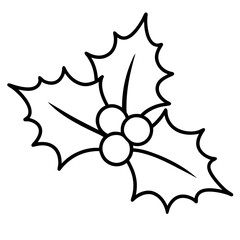 Christmas Holly Line Art