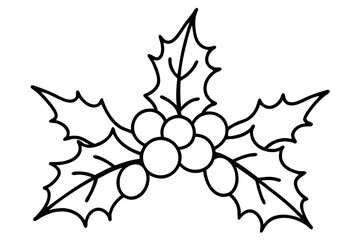 Christmas Holly Line Art