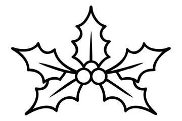 Christmas Holly Line Art