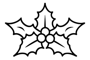 Obraz premium Christmas Holly Line Art