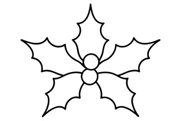 Christmas Holly Line Art
