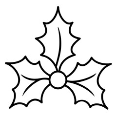 Christmas Holly Line Art