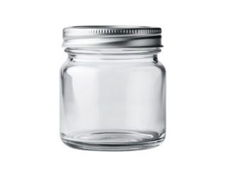 Clear glass jar cutout background home decor product photography minimalist studio setting