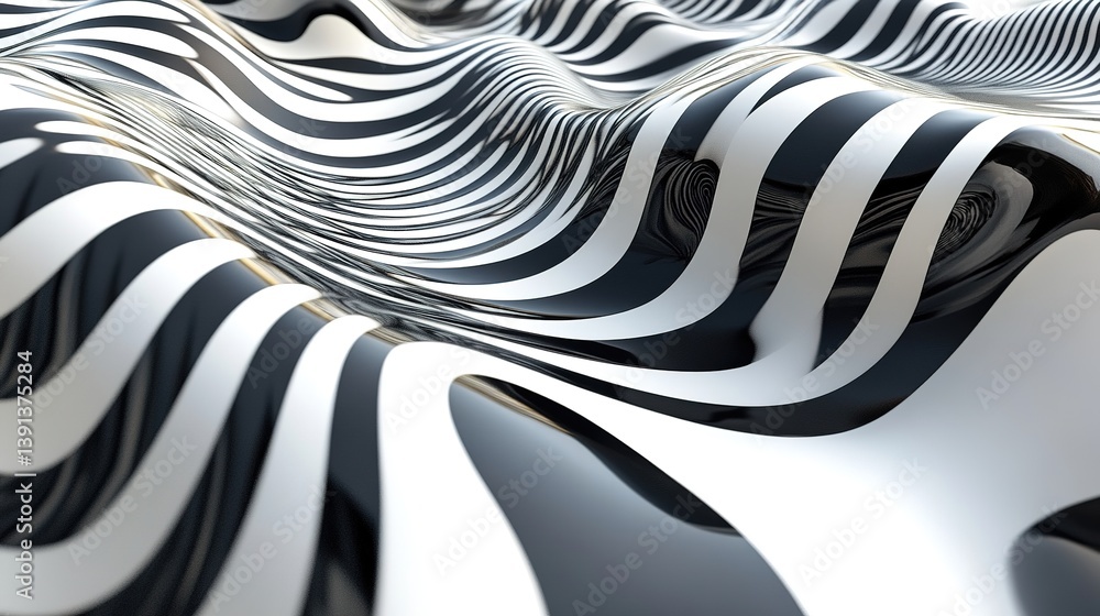 Poster a 3d rendering pattern with surreal and abstract depth illusions.