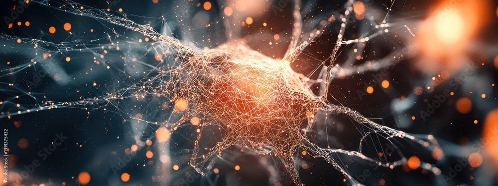 Aufkleber neural network concept with vibrant colors and dynamic connections