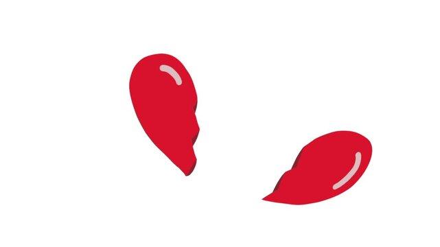 love icon animation split into two parts 4k