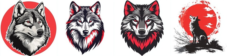 Fototapeta premium Modern Wolf Logo Design for Peaceful Themes in Flat Vector Style