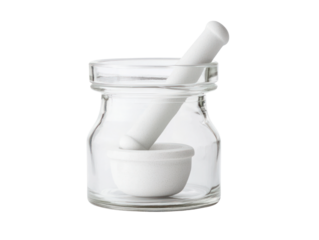 Mortar and pestle action kitchen cutout background image minimalist style top view culinary concept