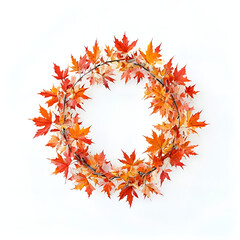 Maple leaf wreath on a white backdrop.