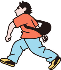 走っている男性　急ぐ　線画　ベクター