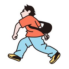 走っている男性　急ぐ　線画　ベクター