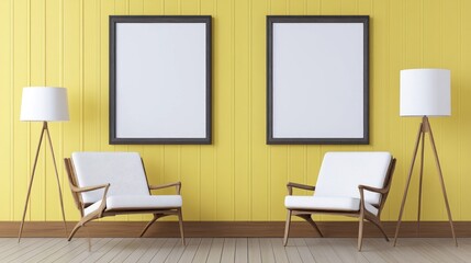 Two chairs and lamps are placed in a well lit room