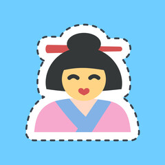 Sticker line cut geisha. Japan elements. Good for prints, posters, logo, advertisement, infographics, etc.ogo, advertisement, infographics, etc.