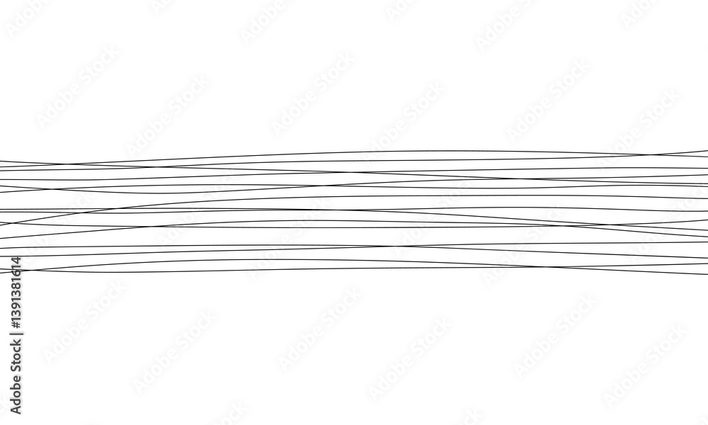 Poster a set of horizontal abstract chaotic lines on a white background. graphic simple vector black and wh