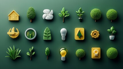 Eco-Friendly 3D Icon Set &ndash; Nature & Sustainability Symbols