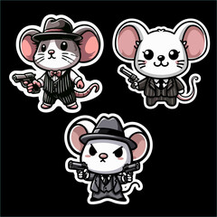 Naklejka premium vector of mouse corruption money line drawing 