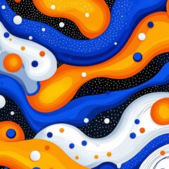Obraz premium Abstract Pixel Art Featuring Flowing Organic Shapes In Orange Blue And White Colors