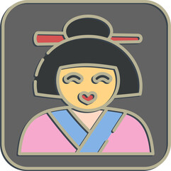 Icon geisha. Japan elements. Icons in embossed style. Good for prints, posters, logo, advertisement, infographics, etc.