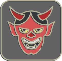 Icon hannya mask. Japan elements. Icons in embossed style. Good for prints, posters, logo, advertisement, infographics, etc.