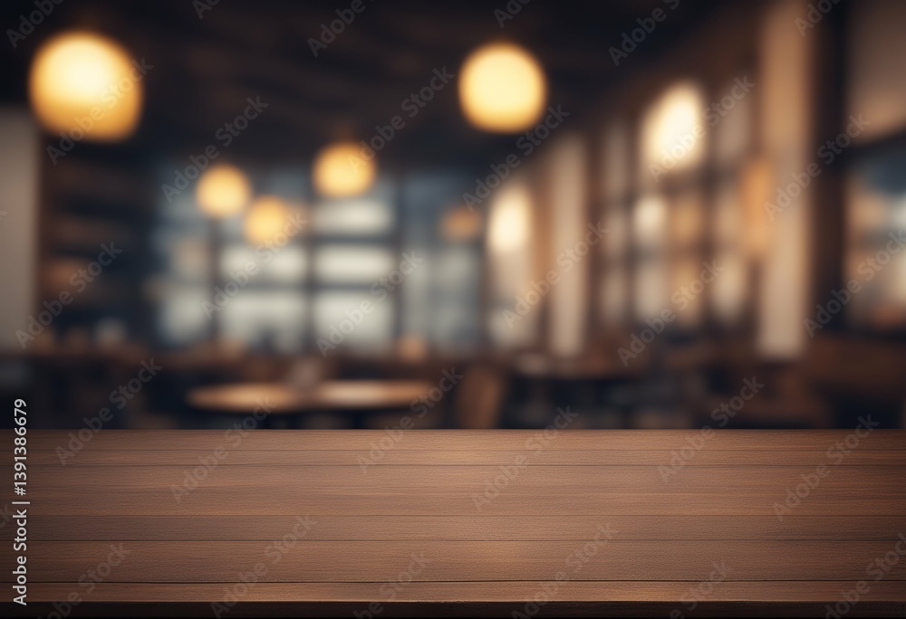 Poster empty space used background be table abstract front mock dark wooden montage display your blurred re