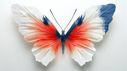 A colorful butterfly with intricate wing design and white background