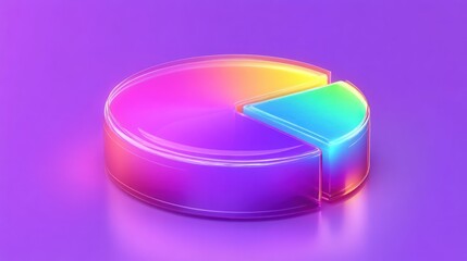 Fototapeta premium Colorful 3D pie chart data analysis on purple background