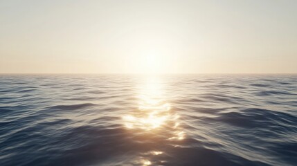 Fototapeta premium A peaceful open ocean view during golden hour with soft light playing over distant waves