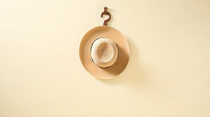 straw sunhat hanging on a hook