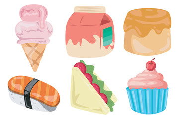 delicious food vector set. premium food icons
