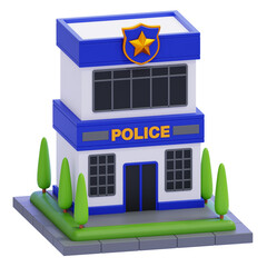 PNG 3D City Police Station illustration isolated on a white background