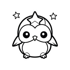 Cute Cartoon Penguin with Star