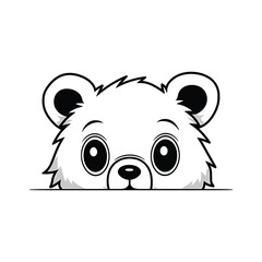 Cute cartoon bear peeking over