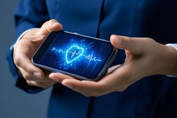 A paramedic using an advanced AI-powered smartwatch to monitor a patient vital signs