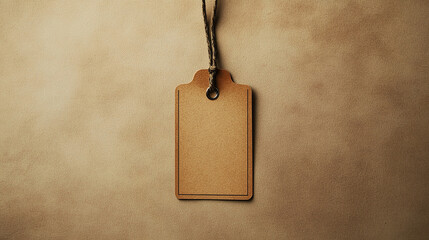 Label with typewritten text centered on blank surface