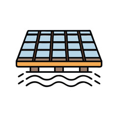 Floating Solar Panel Array Illustration For Renewable Energy Resources Technology