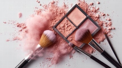 Professional Makeup Cheek blush pink tone palette and makeup brushes and tools,makeup eyeshadow palette in pink,red cherry shades,makeup set,Cosmetic products,sweet and cute tone eye shadows.